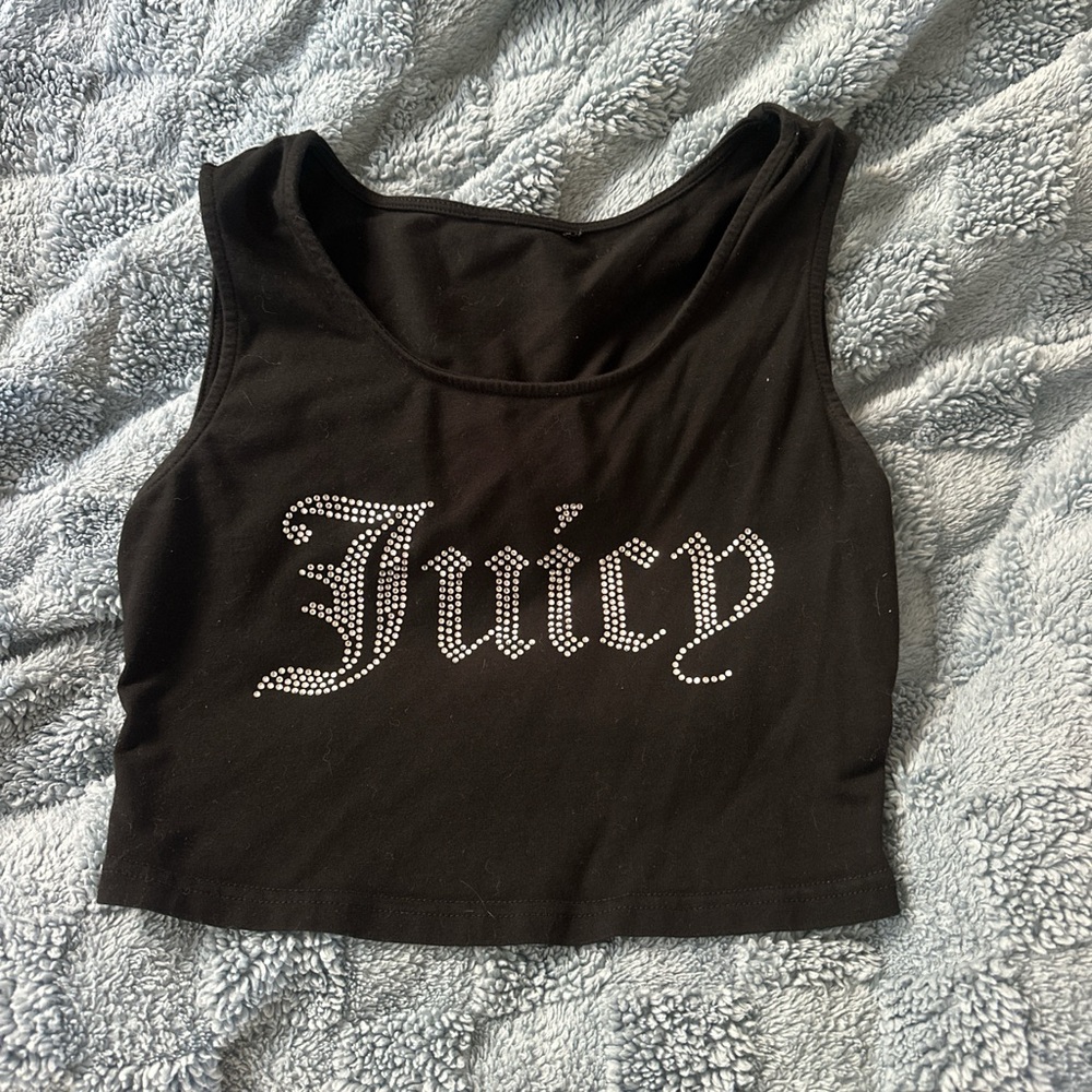 Juicy Couture Black Rhinestone Crop Top